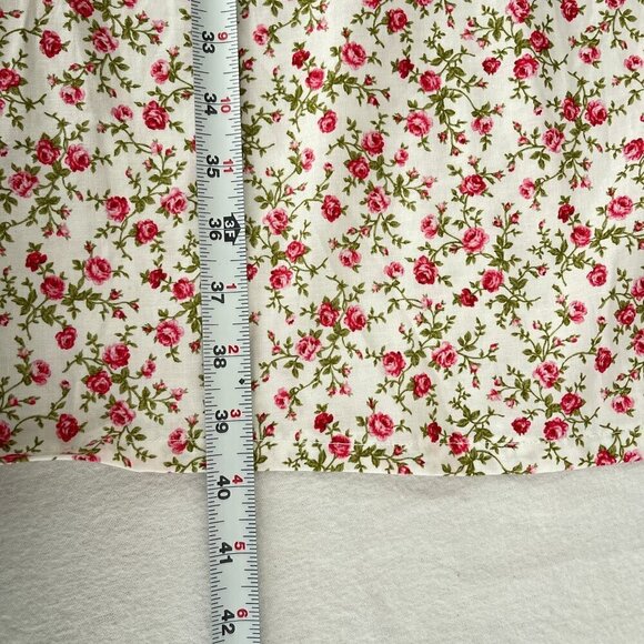 Vintage Handmade Floral Dress White & Pink Pleated Cottage Garden Scoop S/M - Picture 7 of 10
